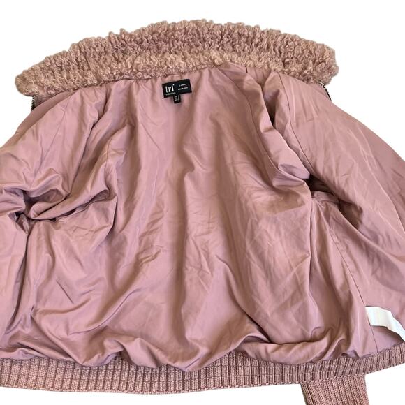 Zara TRF Sz S Faux Shearling Bomber Jacket in Mauve Fuzzy Zip-up Boho Warm - Picture 7 of 16